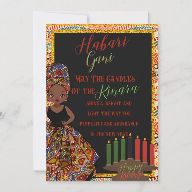 Kwanza Habari Gani Holiday Card  Einladung (Vorderseite)