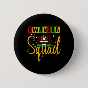 Kwanza Squad Familie Weihnachten Afro-amerikanisch Button