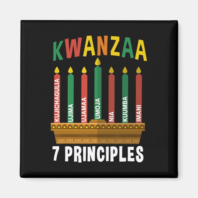Kwanzaa 7 Grundsätze Candles Kinara Pan Afrikaner  Magnet (Vorne)