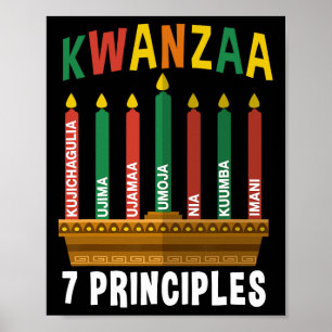 Kwanzaa 7 Grundsätze Candles Kinara Pan Afrikaner Poster