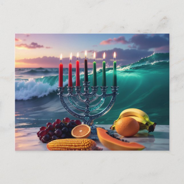 KWANZAA - 7 NÄCHTE - KINARA POSTKARTE (Vorderseite)
