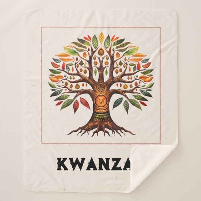 Kwanzaa African Tree Medium Sherpa Blanket Sherpadecke (Vorderseite)