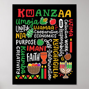 Kwanzaa American Kinara 7 Prinzipien Celeb Poster