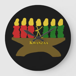 Kwanzaa Art Design Yellow Text Große Wanduhr