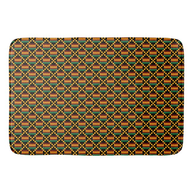 Kwanzaa Black Yellow Green Kente Tuch Badematte (Vorderseite)