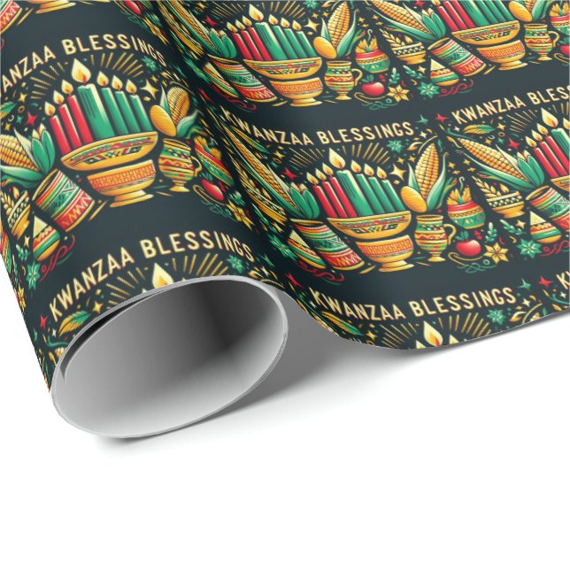 Kwanzaa Blessings Wrapping Paper Geschenkpapier (Rolleneckpunkt)