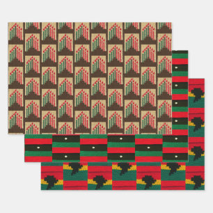 Kwanzaa Candles Africa Map Designer Crochet Print Geschenkpapier Set