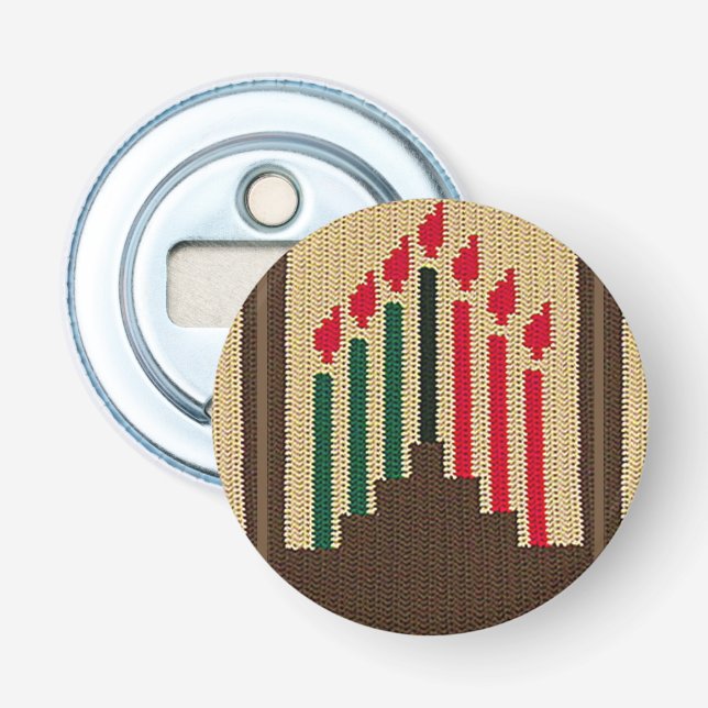 Kwanzaa Candles Brown Natural Crochet Print Flaschenöffner (Vorderseite)