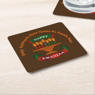 Kwanzaa Candles Red Black Green 7 Grundsätze Rechteckiger Pappuntersetzer