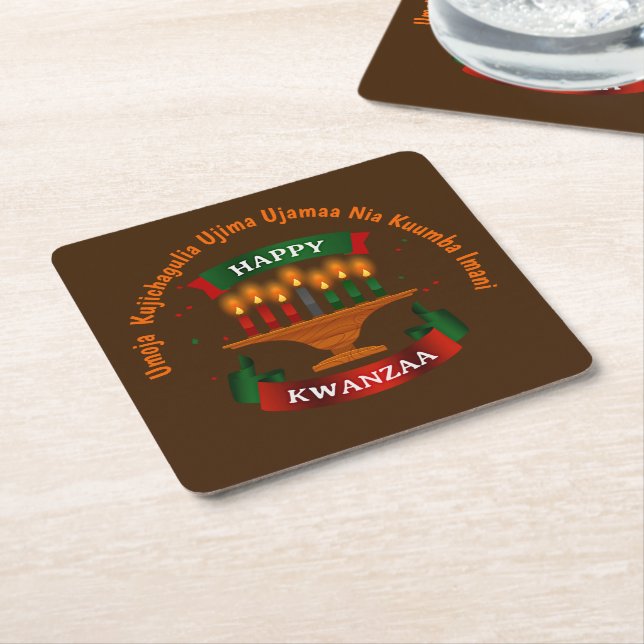 Kwanzaa Candles Red Black Green 7 Grundsätze Rechteckiger Pappuntersetzer (angewinkelt)