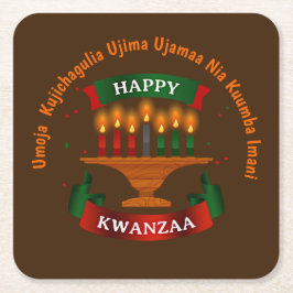 Kwanzaa Candles Red Black Green 7 Grundsätze Rechteckiger Pappuntersetzer