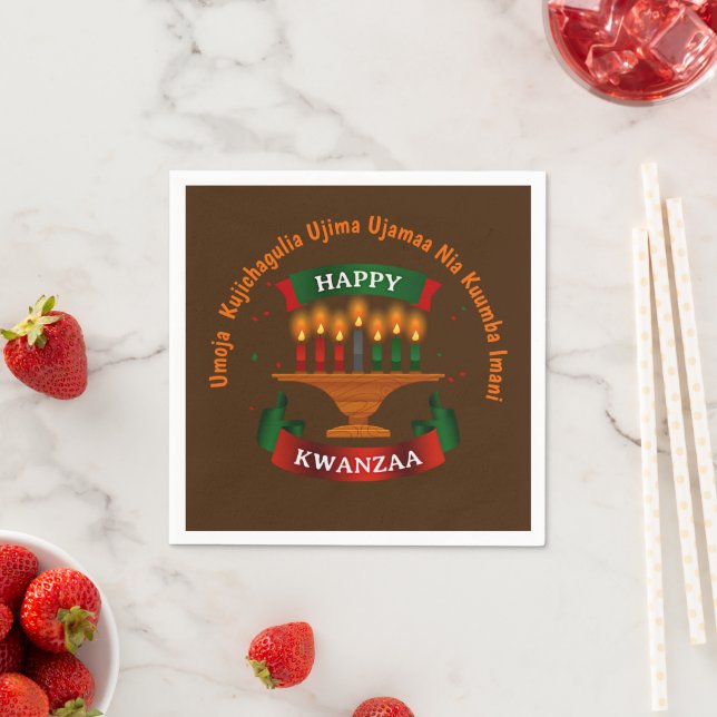Kwanzaa Candles Red Black Green 7 Grundsätze Serviette (Beispiel)
