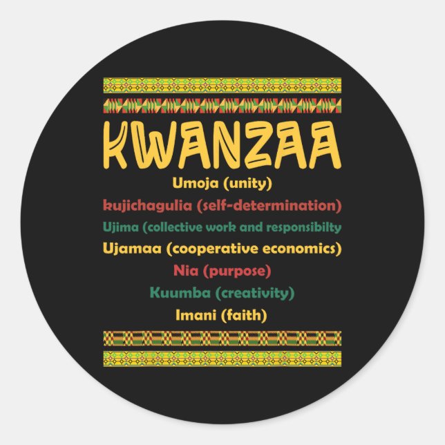 Kwanzaa Christmas 7 Principles African American Me Runder Aufkleber (Vorderseite)