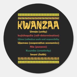 Kwanzaa Christmas 7 Principles African American Me Runder Aufkleber
