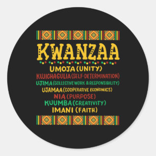 Kwanzaa Christmas African American 7 Principles Me Runder Aufkleber