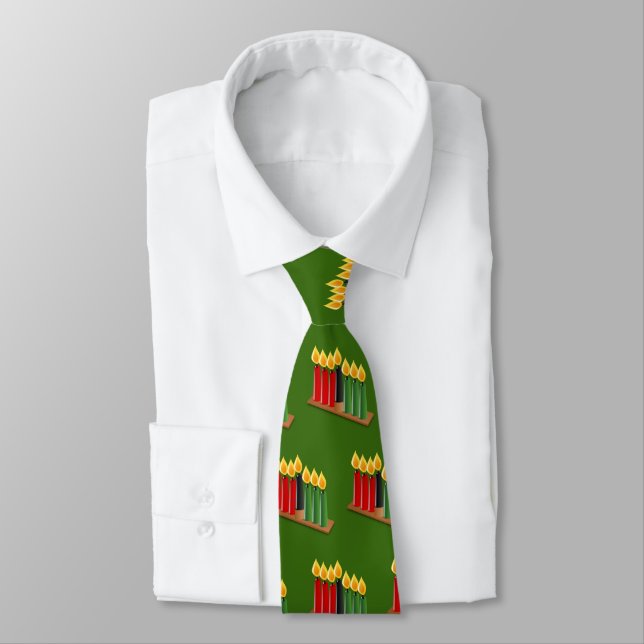 Kwanzaa Cravate rouge vert noir 7 bougies Motifs (Attaché)