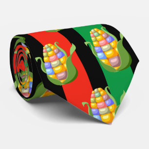 Kwanzaa Cravate Rouge Vert Noir Corne Motifs