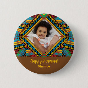 Kwanzaa Custom Brihell Colored Diamond Patter Button