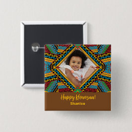 Kwanzaa Custom Brihell Colored Diamond Patter Button