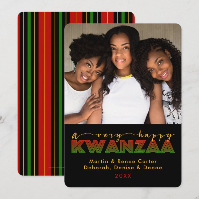 Kwanzaa | Eine sehr glückliche Kwanzaa-Fotokarte Einladung (Vorne/Hinten)
