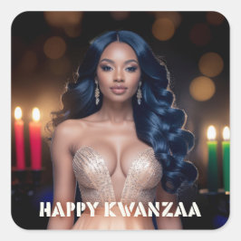 KWANZAA - FROHES KWANZAA QUADRATISCHER AUFKLEBER