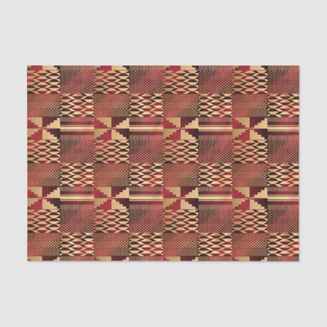Kwanzaa Kente Print (rot/Gold) Seidenpapier (Vorderseite)