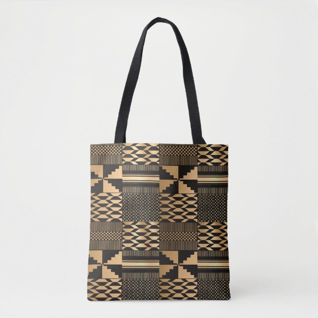 Kwanzaa Kente Print (Schwarz/Gold) Tasche (Vorderseite)