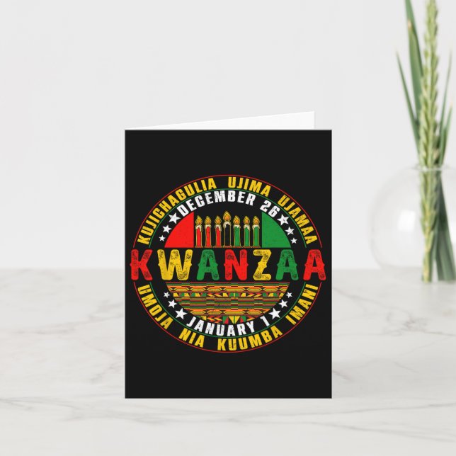 Kwanzaa Kinara Principles Candles Pan Karte (Vorderseite)