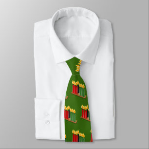 Kwanzaa Krawatte Red Green Black 7 Kerzen Muster