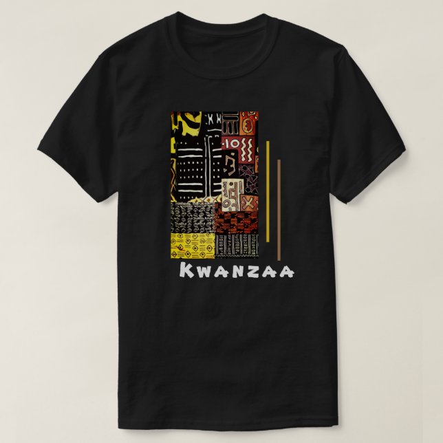 Kwanzaa Kuba Stoffgeometrie — Erde Tone T-Shirt (Design vorne)