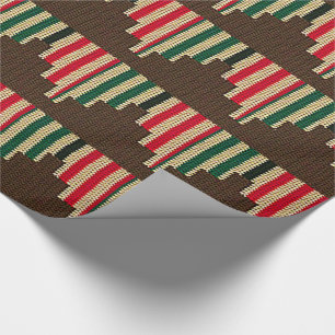 Kwanzaa leuchtet rote schwarze grüne Häkelarbeit Geschenkpapier