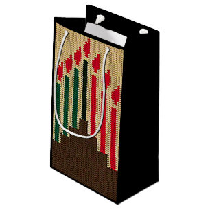 Kwanzaa leuchtet rote schwarze grüne Häkelarbeit Kleine Geschenktüte