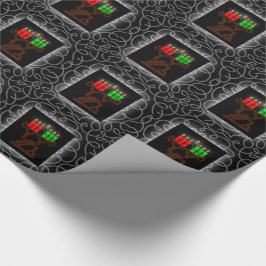 Kwanzaa Lit Kinara Kerzen mit Schwarz und Silber Geschenkpapier