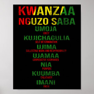 Kwanzaa - Nguzo Saba Die sieben Prinzipien stören Poster