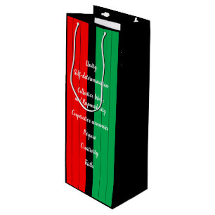 Kwanzaa Principles Red Black Green Stripes Pattern Geschenktüte Für Weinflaschen
