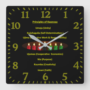 Kwanzaa Principles Square Wall Clock Quadratische Wanduhr