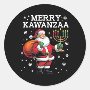 Kwanzaa Santa Seven Candles Afro Runder Aufkleber
