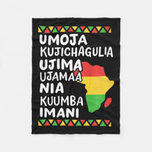 Kwanzaa Seven Principles African Map Black Pride Fleecedecke