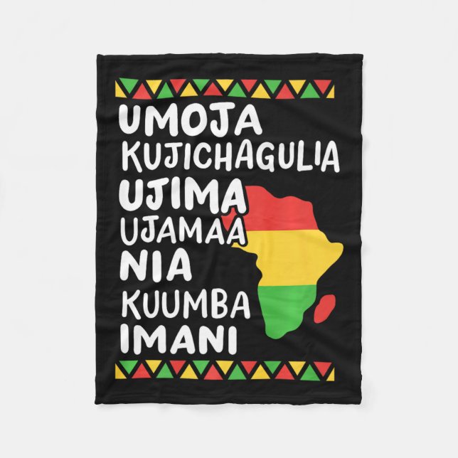 Kwanzaa Seven Principles African Map Black Pride Fleecedecke (Vorderseite)