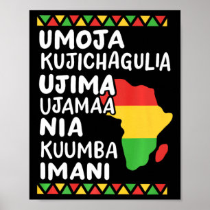 Kwanzaa Seven Principles African Map Black Pride Poster