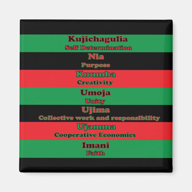 Kwanzaa Seven Principles Green Red Black Magnet (Vorne)