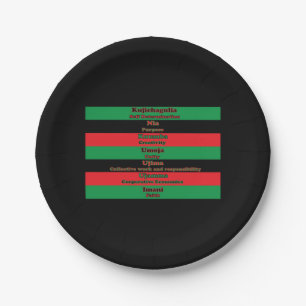 Kwanzaa Seven Principles Red Green Black Pappteller