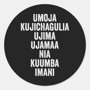 Kwanzaa - Sieben Grundsätze Runder Aufkleber