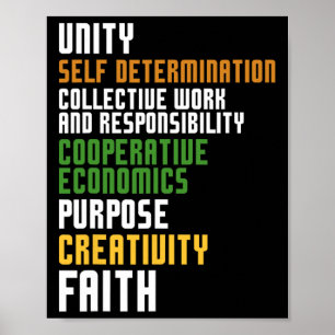 Kwanzaa Sieben Prinzipien Einheit und Entschlossen Poster