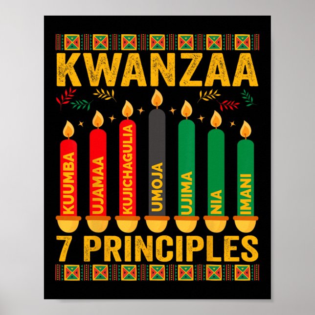 Kwanzaa Sieben Prinzipien Kerzen Männer Frauen Kwa Poster (Vorne)