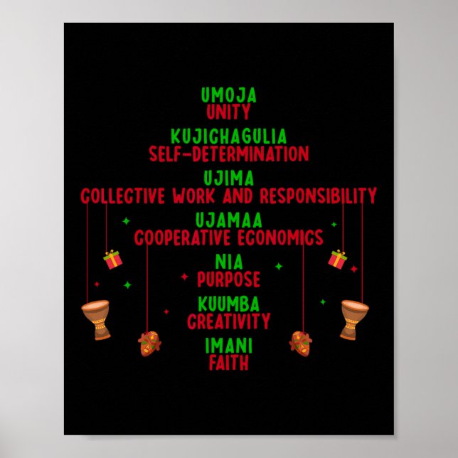 Kwanzaa Sieben Prinzipien Tree Unity Faith Graphic Poster (Vorne)