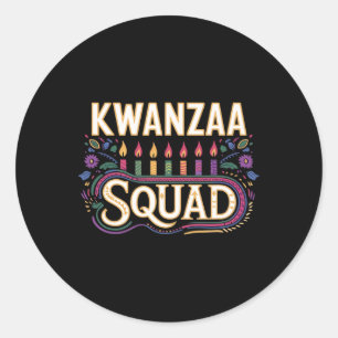 Kwanzaa Squad Familienweihnachtsfest Afroamerikani Runder Aufkleber
