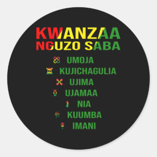 Kwanzaa - Swahili für die sieben Grundsätze Runder Aufkleber