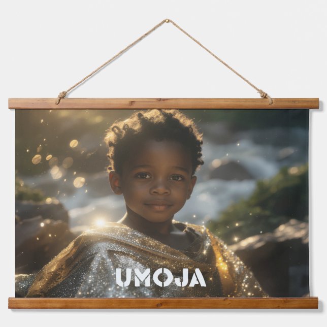 KWANZAA - UMOJA WANDTEPPICH MIT HOLZRAHMEN (Vorne)