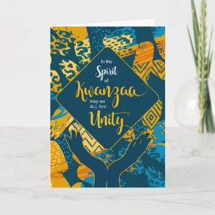 Kwanzaa Unity Blue und Yellow Tribal Abstrakt Feiertagskarte
